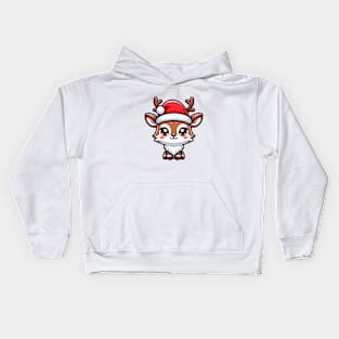 Festive Cheer: Cute Christmas Reindeer Illustration Kids Hoodie